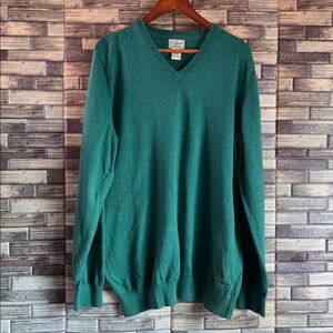 Vintage Men’s L.L. Bean Teal Cotton-Cashmere Blend Sweater XLT
